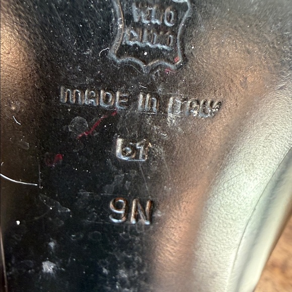 Italian leather Black Square-Toe block Heels size 9 - Picture 12 of 13